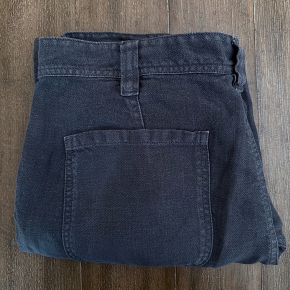 Poetry Trousers Linen Cropped Tapered Women’s 10 Lagenlook Charcoal Beach Costal - Picture 10 of 10